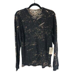 Cotton Citizen Mens Presley Shirt Crew Neck Long Sleeve Tie Dye Black Brown S
